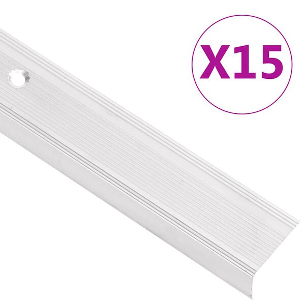 vidaXL trappelister 15 stk. L-facon 100 cm aluminium s&oslash;lvfarvet