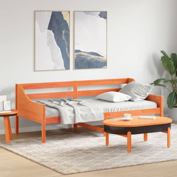 vidaXL daybed uden madras 80x200 cm massivt fyrretræ gyldenbrun