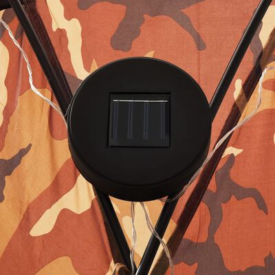vidaXL festtelt med LED og 4 sidevægge 3,6x3,6x2,3 m camouflagefarvet