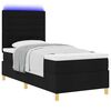 vidaXL LED Box Spring Bed med madras Sort 90 x 200 cm Stof