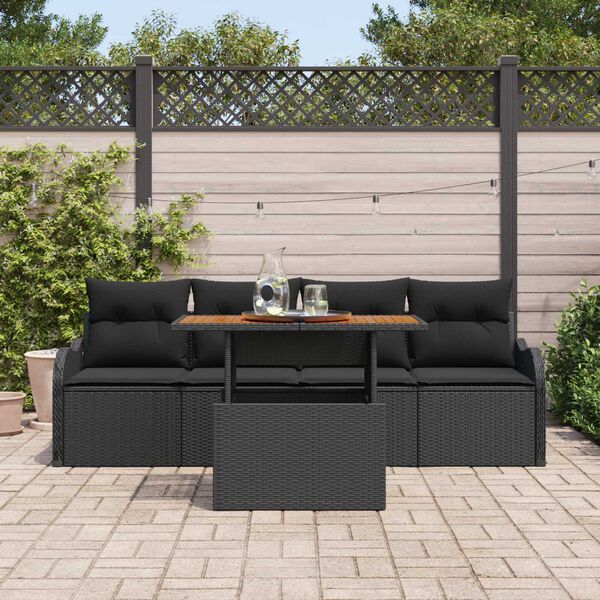 vidaXL Havesofa S&aelig;t med opbevaring 5 pcs Sort polyrattan