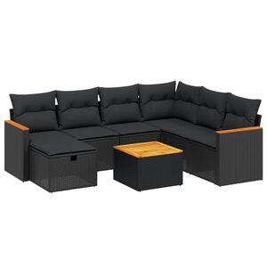 vidaXL sofas&aelig;t til haven 8 dele med hynder polyrattan sort