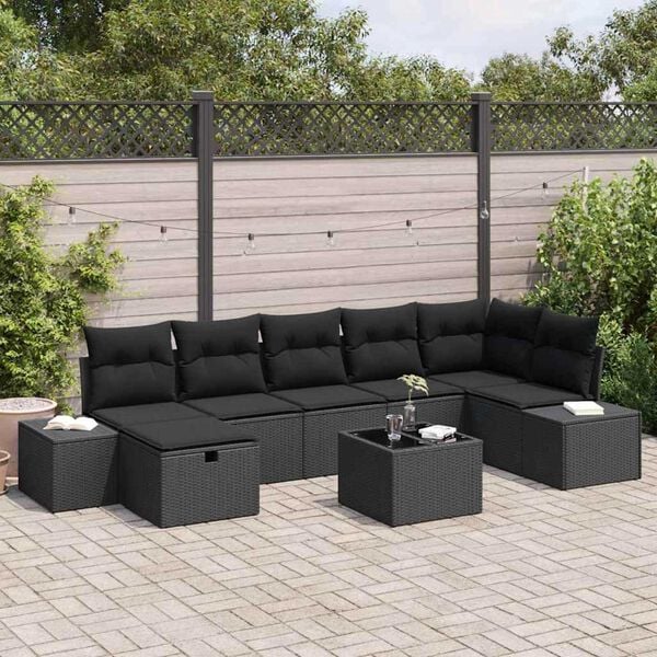 vidaXL Sofa S&aelig;t med pude 8 pcs polyrattan