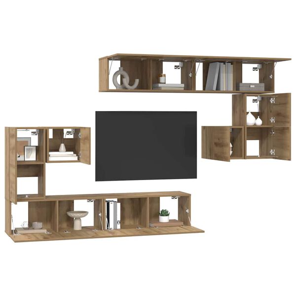 vidaXL TV Enheder V&aelig;gmonteret 4 pcs Artisan Egetr&aelig; Konstrueret tr&aelig;
