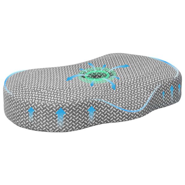 vidaXL Hals Pude Enfarvet Gr&aring; 53 x 34,5 x 10,5 cm Memory Skum