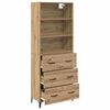 vidaXL Highboard Artisan Egetr&aelig; 69,5 x 34 x 180 cm Konstrueret tr&aelig;