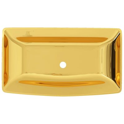 vidaXL håndvask 71 x 38 x 13,5 cm keramik guldfarvet