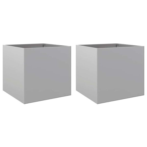 vidaXL plantekasser 2 stk. 42x40x39 cm galvaniseret stål sølvfarvet