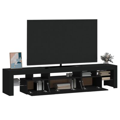 vidaXL tv-bord med LED-lys sort 200x36,5x40 cm