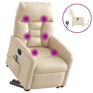 vidaXL massagestol med l&oslash;ftefunktion mikrofiberstof beige