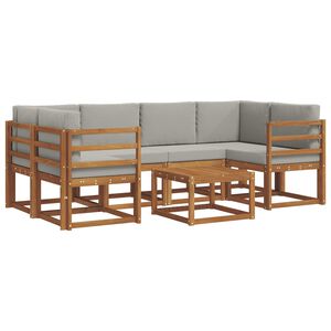 vidaXL Udend&oslash;rs sofagruppe med pude 7 pcs Naturlig og Lys Gr&aring;