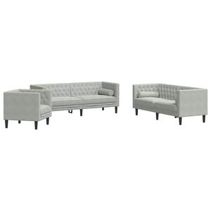 vidaXL Stue Sofa 3 stk. Lysegr&aring; Fl&oslash;jl