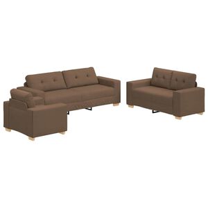 vidaXL Sofa 3 stk. Brun Linned-blandet stof