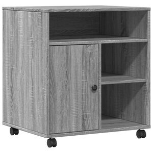 vidaXL printerstativ med hjul 60x50x67 cm gr&aring; sonoma-eg