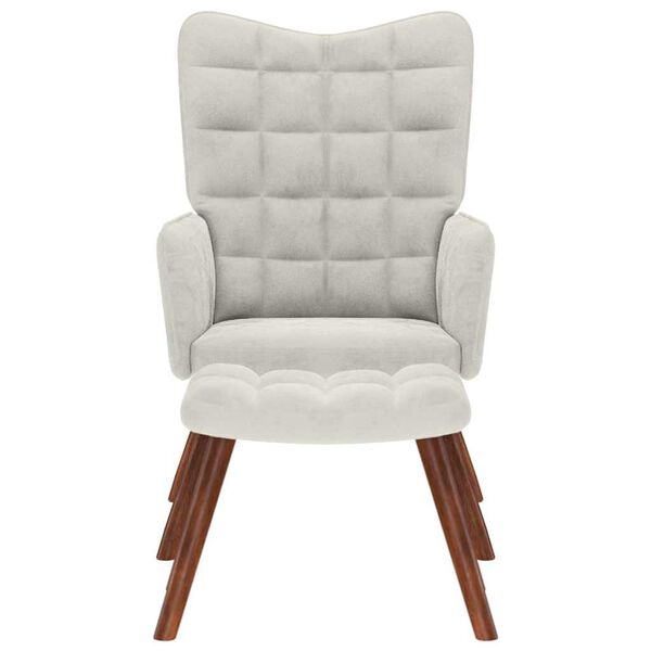 vidaXL afslappende stol med skammel cremefarvet fl&oslash;jl