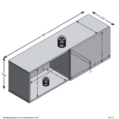 FMD væghængt knagerække med rum 99,1x27,2x33 cm sort