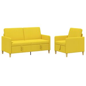 vidaXL Sofa s&aelig;t med opbevaring 2 stk. Lys Gul Polyester