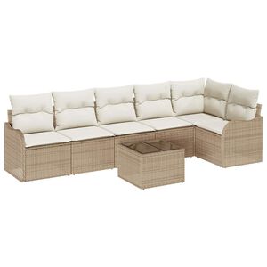 vidaXL Havesofa S&aelig;t 7 pcs Beige polyrattan