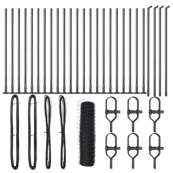 vidaXL Hegnspæl Grå 50 x 0,4 m (50 mm net) Stål og PVC