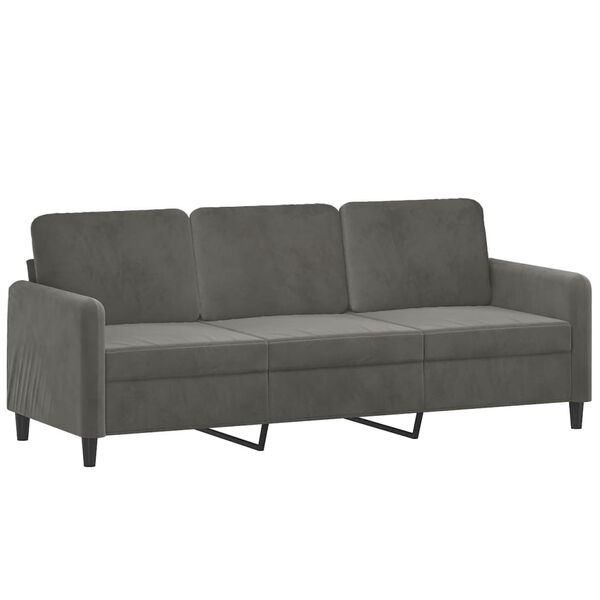 vidaXL 3-personers sofa med fodskammel 180 cm velour M&oslash;rkegr&aring;