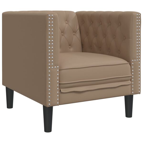 vidaXL Chesterfield-sofastol kunstlæder cappuccinofarvet