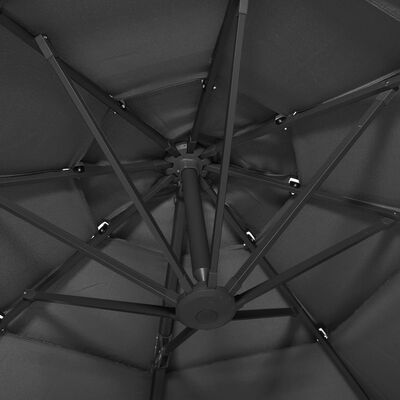 vidaXL parasol med aluminiumsstang 4 niveauer 3x3 m antracitgrå