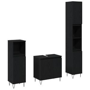 vidaXL Badev&aelig;relsesm&oslash;bel s&aelig;t med d&oslash;r 3 pcs Sort eg 30 x 30 x 190 cm
