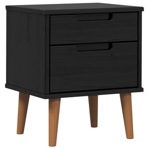 vidaXL Natskab med skuffe Sort 40 x 35 x 48 cm Massivt fyrretr&aelig;