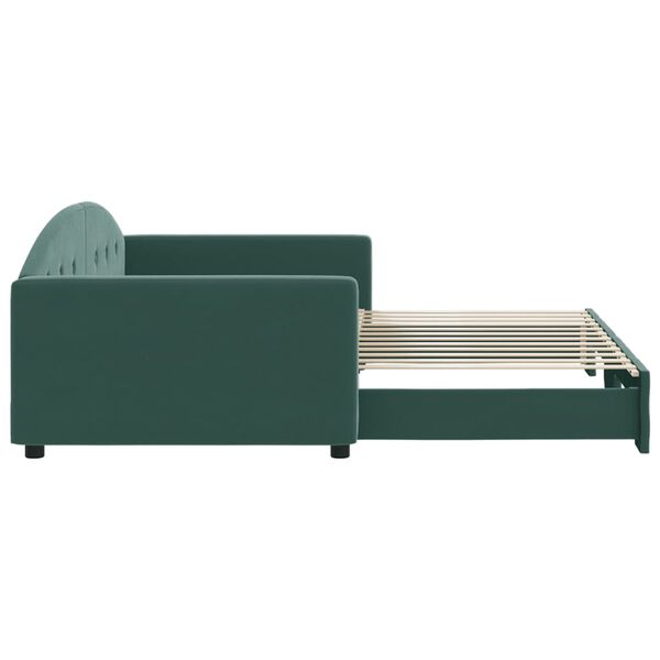 vidaXL daybed med udtr&aelig;k 100x200 cm velour m&oslash;rkegr&oslash;n