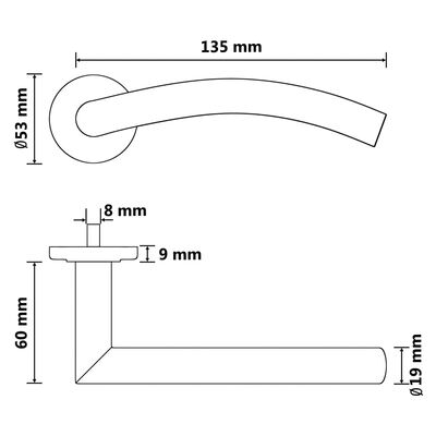 vidaXL buet dørhåndtagssæt med wc-lås rustfrit stål