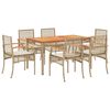 vidaXL spisebordss&aelig;t til haven 7 dele med hynder polyrattan beige