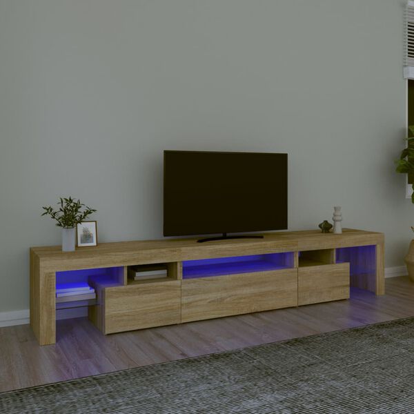 vidaXL tv-skab med LED-lys 215x36,5x40 cm sonoma-eg