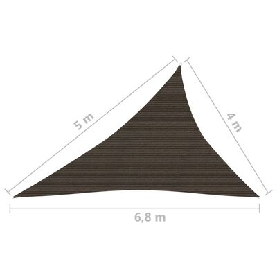vidaXL solsejl 4x5x6,8 m 160 g/m² HDPE brun