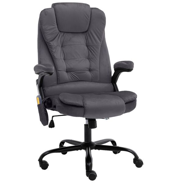 vidaXL kontorstol med massagefunktion fl&oslash;jl m&oslash;rkegr&aring;