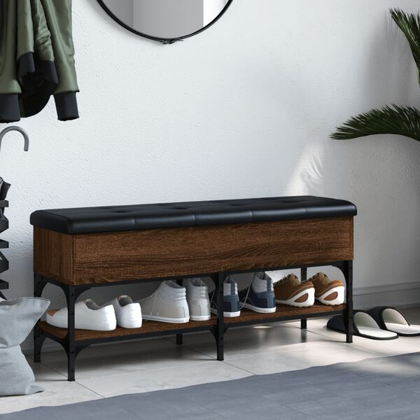 vidaXL skob&aelig;nk 102x32x45 cm konstrueret tr&aelig; brun egetr&aelig;sfarve