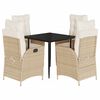 vidaXL spisebordss&aelig;t til haven 5 dele med hynder polyrattan beige