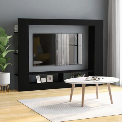 vidaXL tv-bord 152x22x113 cm konstrueret træ sort
