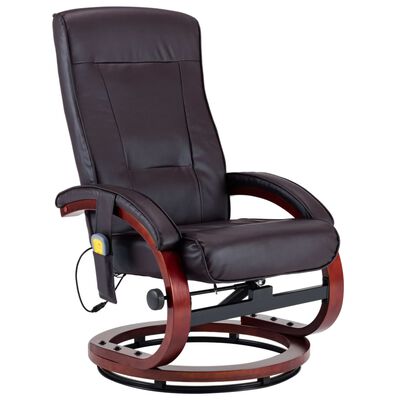 vidaXL massagelænestol med fodskammel brun kunstlæder