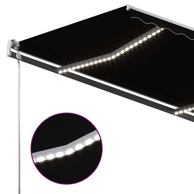 vidaXL markise m. LED-lys 400x300 cm manuel betjening antracitgrå