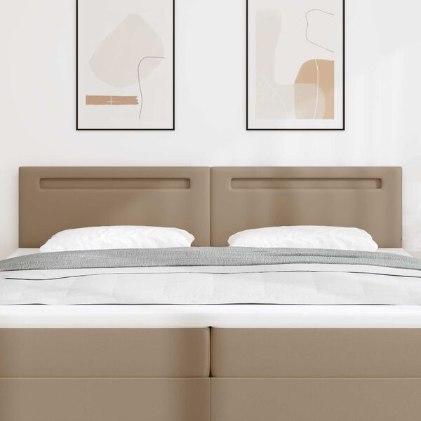 vidaXL LED sengegavl Cappuccino 200 cm Faux l&aelig;der