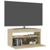 vidaXL tv-bord med LED-lys 70x35x40 cm sonoma-eg