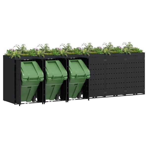 vidaXL Wheelie Bin Opbevaring til 6 Affaldscontainere Sort