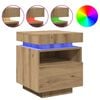 vidaXL sengebord med LED-lys 40x39x48,5 cm kunsteg