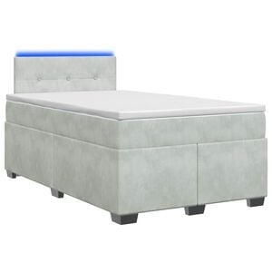 vidaXL Box Spring Seng med Madras og LED Lysegr&aring; 120 x 190 cm Velour