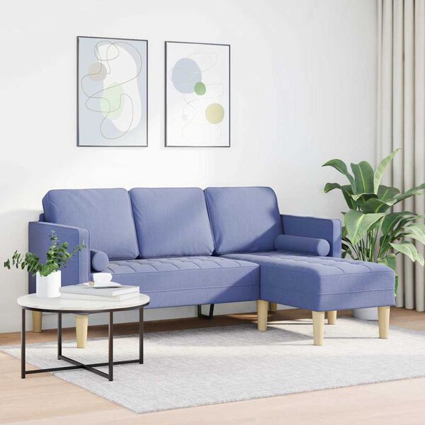 vidaXL Sofa S&aelig;t med pude Jeans bl&aring; Polyester