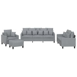 vidaXL sofas&aelig;t 4 dele med puder stof lysegr&aring;