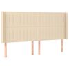 vidaXL sengegavl med kanter 183x16x118/128 cm stof cremefarvet