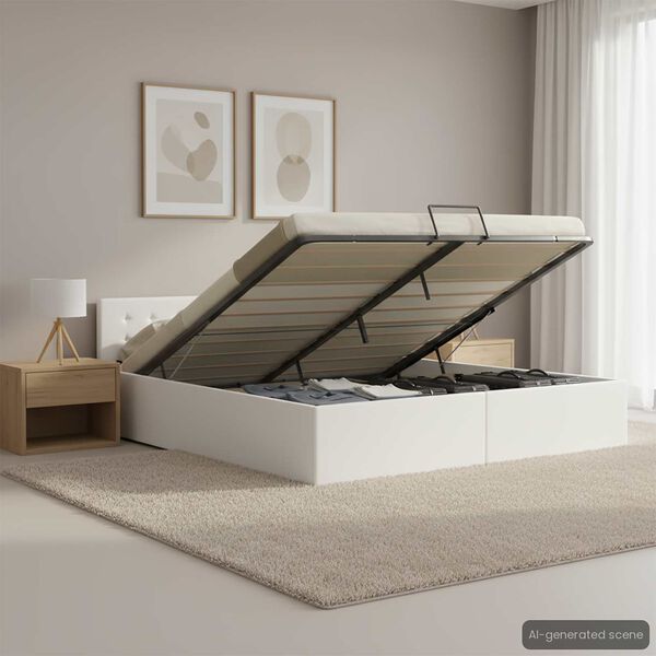 vidaXL sengeramme uden madras med hydraulisk opbevaring 160x200cm hvid