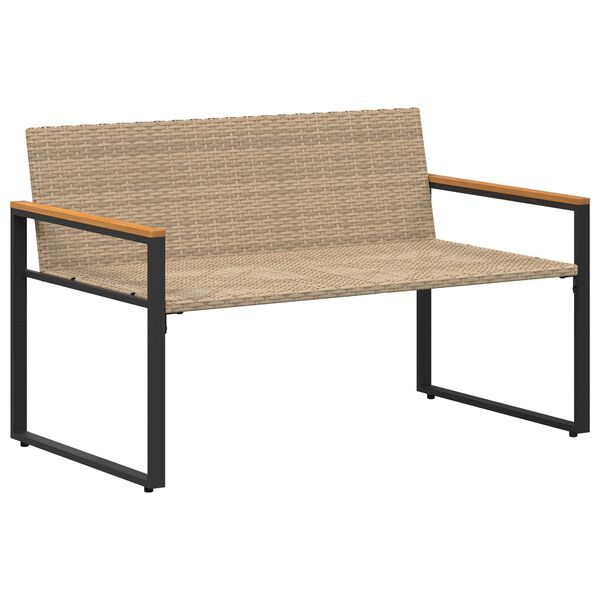 vidaXL b&aelig;nk med pude Beige og cremehvid 115 x 65 x 72 cm Rattan