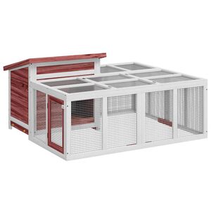 vidaXL kaninbur 144x123x67,5 cm massivt fyrretr&aelig; mokkafarvet